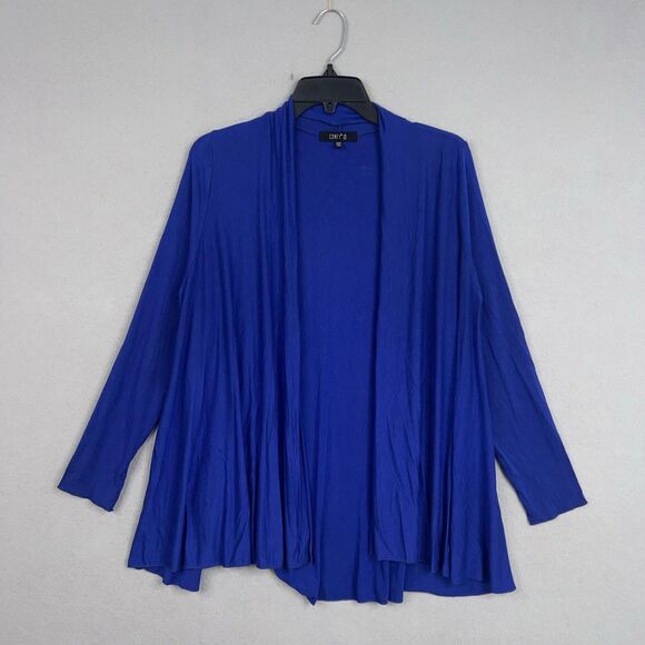Comfy USA Sweater Womens XS Blue Open Front Drape Cardigan Minimal Made in USA - Picture 1 of 12